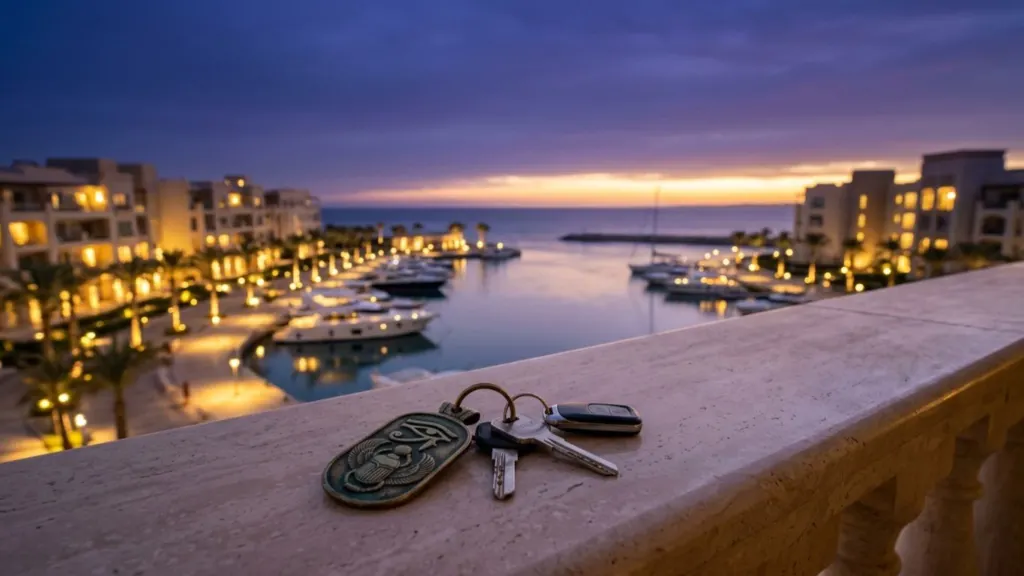 Foreign property owner enjoying secure coastal real estate ownership and rental income in Egypt